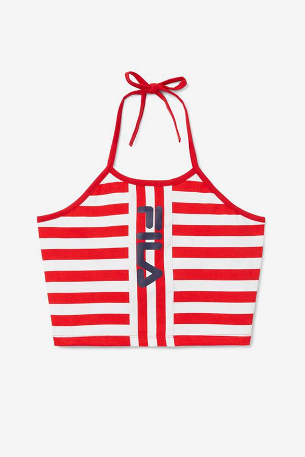 Fila Brinley Halter Women's Tank Top - Red/White/Navy,NZ 287-85176